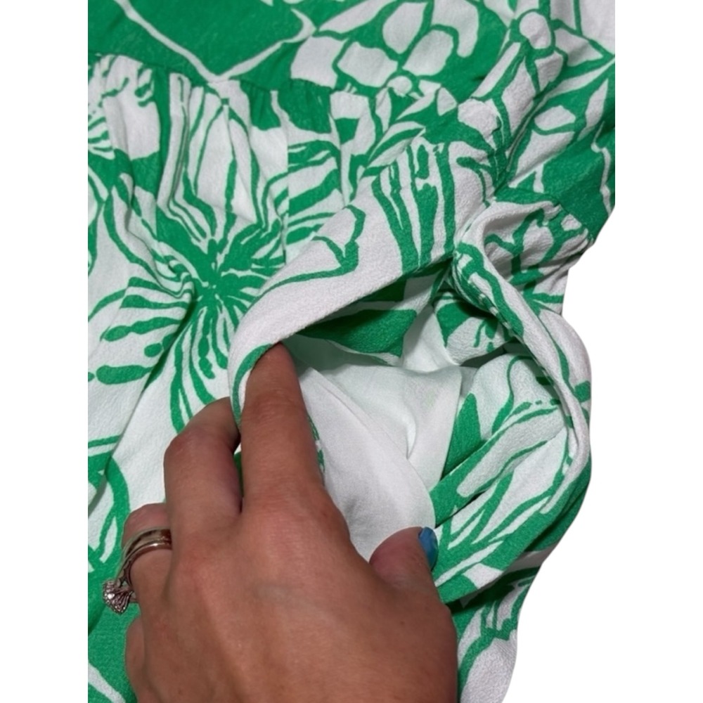 Lilly Pulitzer Green White Tropical Floral Maxi Dress Size L Sleeveless Resort - Picture 12 of 14
